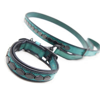 LUXURY DOG COLLAR MEDIUM / HEXAGON STUDS