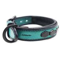 LUXURY DOG COLLAR MEDIUM / HEXAGON STUDS