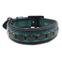 LUXURY DOG COLLAR MEDIUM / HEXAGON STUDS