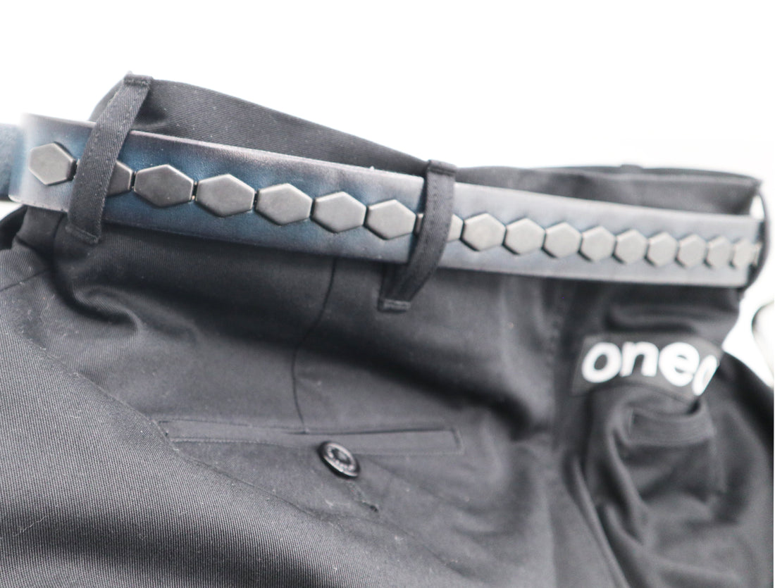 SF HEXAGON STUDS BELT / PATINA×NAVY