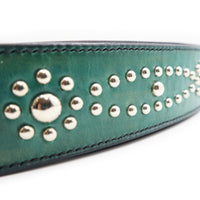 LUXURY GRAYHOUND DOG COLLAR XL / STUDS×PATINA / ターコイズ