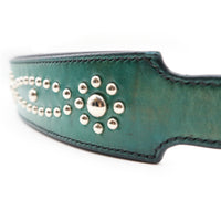 LUXURY GRAYHOUND DOG COLLAR XL / STUDS×PATINA / ターコイズ
