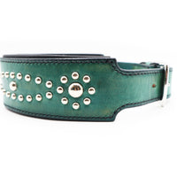 LUXURY GRAYHOUND DOG COLLAR XL / STUDS×PATINA / ターコイズ