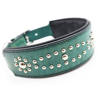 LUXURY GRAYHOUND DOG COLLAR XL / STUDS×PATINA / ターコイズ