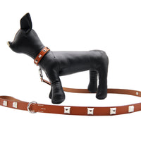 LUXURY DOG LEASH / PYRAMID STUDS / オレンジ