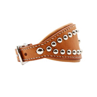 LUXURY GREYHOUND DOG COLLAR SMALL / CERBERUS STUDS / ナチュラル