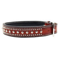 LUXURY DOG COLLAR LARGE / STUDS×PATINA / ブラウン