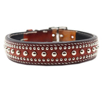 LUXURY DOG COLLAR LARGE / STUDS×PATINA / ブラウン