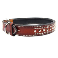 LUXURY DOG COLLAR LARGE / STUDS×PATINA / ブラウン