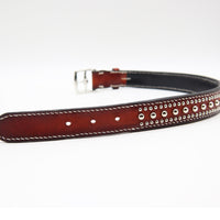 LUXURY DOG COLLAR LARGE / STUDS×PATINA / ブラウン