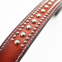 LUXURY DOG COLLAR LARGE / STUDS×PATINA / ブラウン