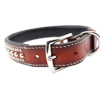 LUXURY DOG COLLAR LARGE / STUDS×PATINA / ブラウン