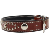 LUXURY DOG COLLAR LARGE / STUDS×PATINA / ダークブラウン
